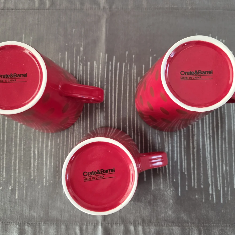 Crate&Barrel Red Polka Dot Mugs